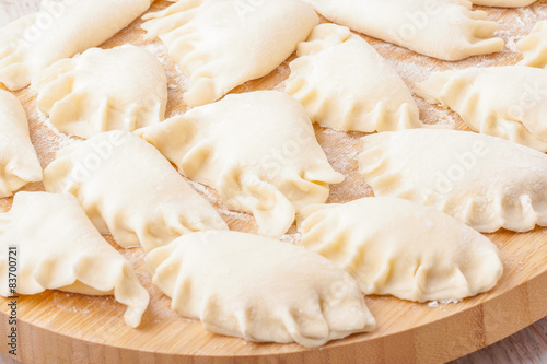 Fresh homemade dumplings ready to cooking