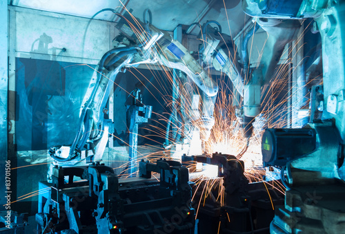 welding robots  the movement. In the automotive parts industry.