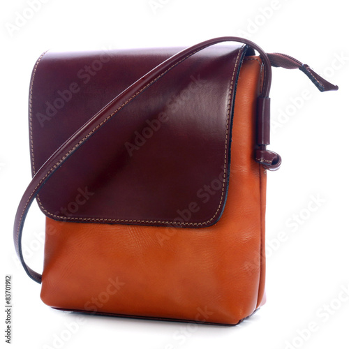 Teenager leather bag on a w...
