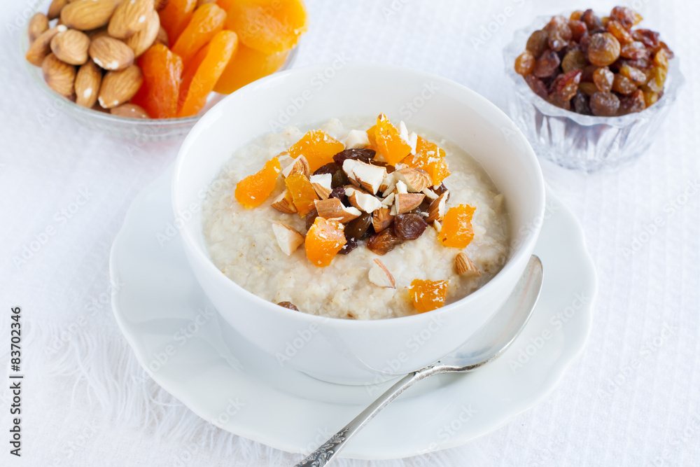 oatmeal with dried fruit and nuts oatmeal with dried fruit and nuts