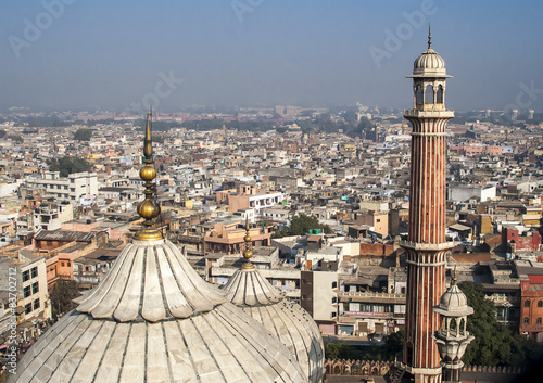 Panorama of Delhi Jama Masjid Mosque minaret