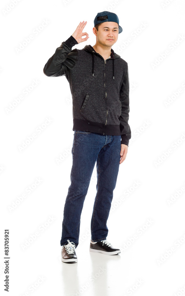 Naklejka premium Model isolated ok sign