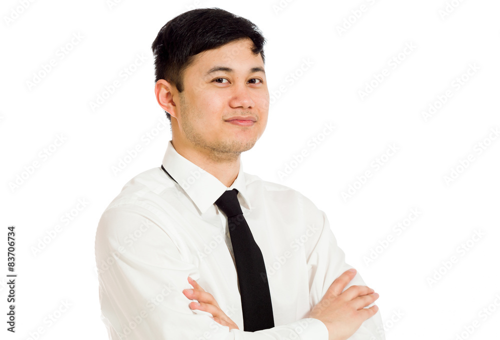 Model successful with arms crossed confident Model successful with arms crossed confident