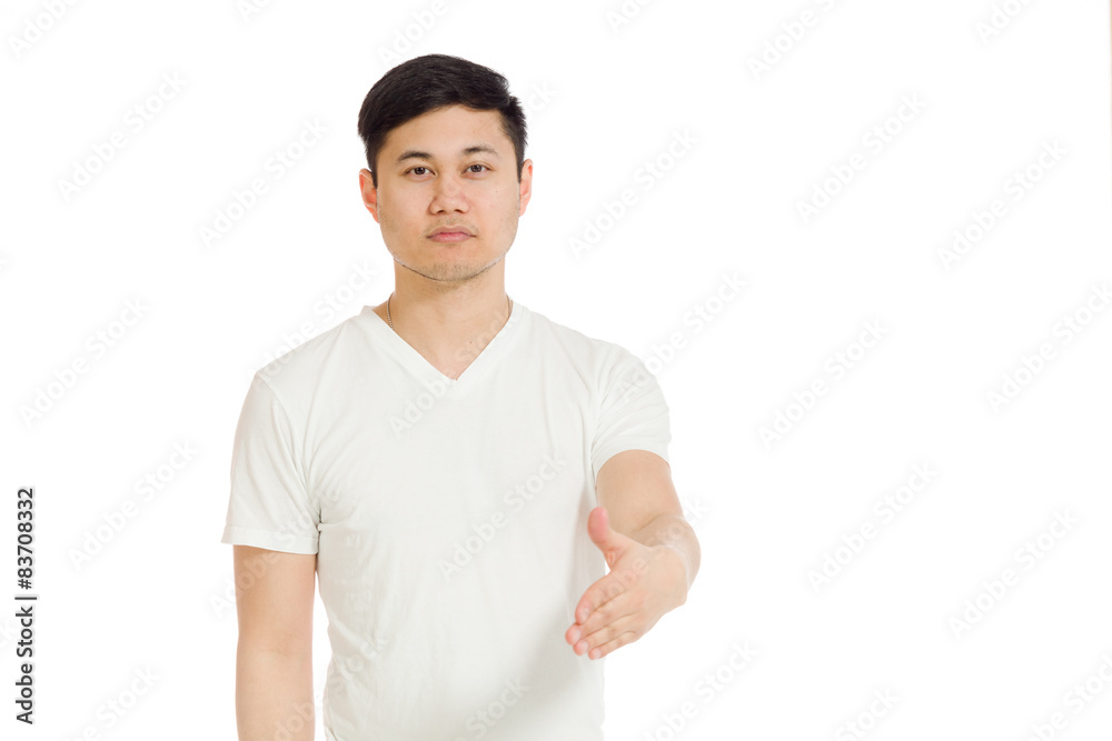 Model isolated with hand shake Model isolated with hand shake
