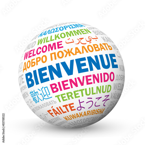 "BIENVENUE" icône sphère traductions multilingues