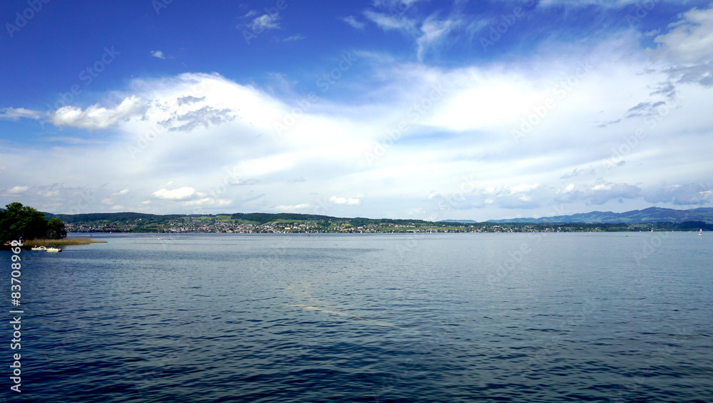 Zurich lake with mountains