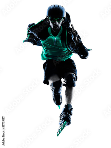 Obraz na płótnie man Roller Skater inline Rollerblades silhouette