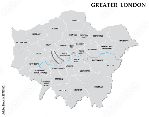 greater london administrative map photo