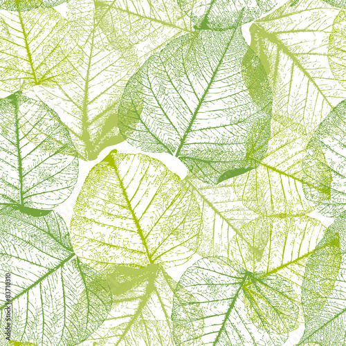Seamless floral pattern with leaves. 