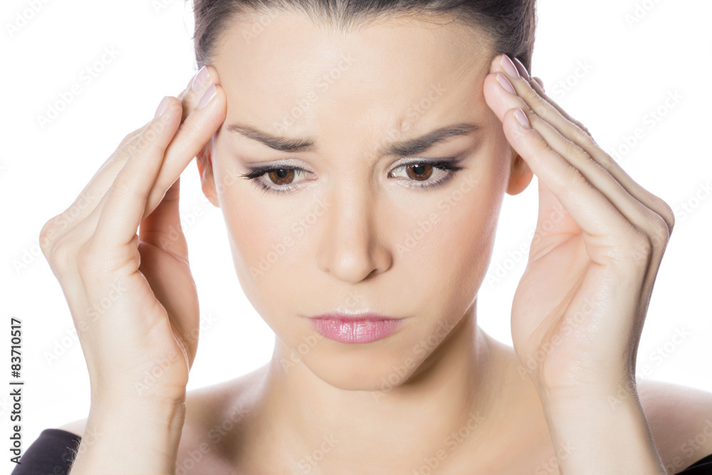 Woman feeling headache