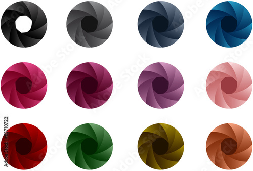 Colorful camera shutter vector on white background