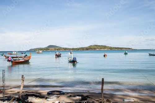 Longtail fisherman boat on the beach, rawai beach, Phuket Thailand © panya99