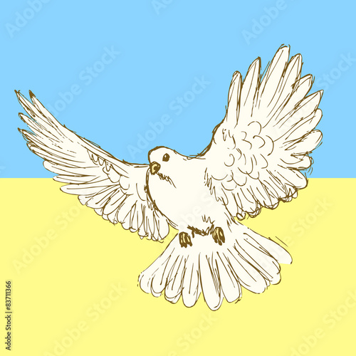 Sketch peace dove for Ukrainian war