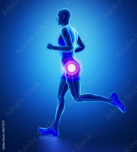 HIP - running man leg scan in blue
