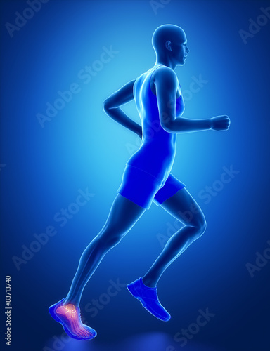 ANkle - running man leg scan in blue © CLIPAREA.com