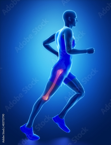 FEMUR - running man leg scan in blue © CLIPAREA.com