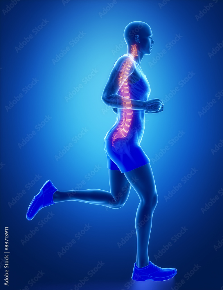 SPINE - running man leg scan in blue