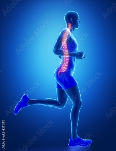 SPINE - running man leg scan in blue