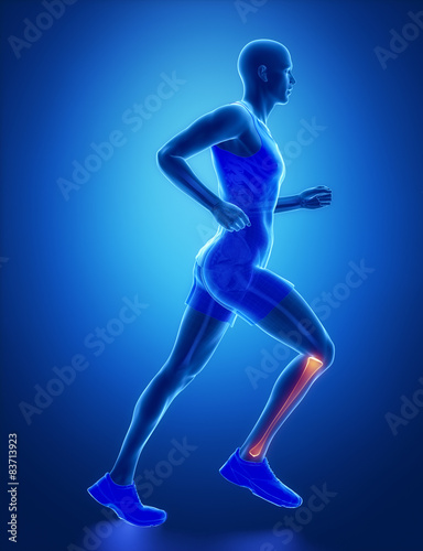 TIBIA - running man leg scan in blue