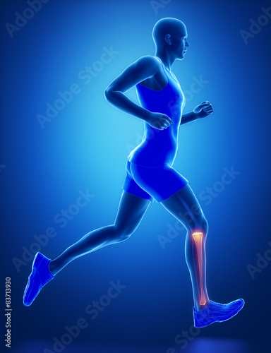 TIBIA - running man leg scan in blue © CLIPAREA.com