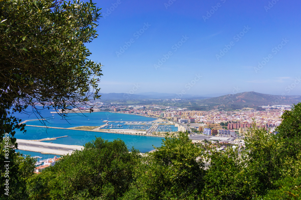 Gibraltar city and airport runway Gibraltar city and airport runway