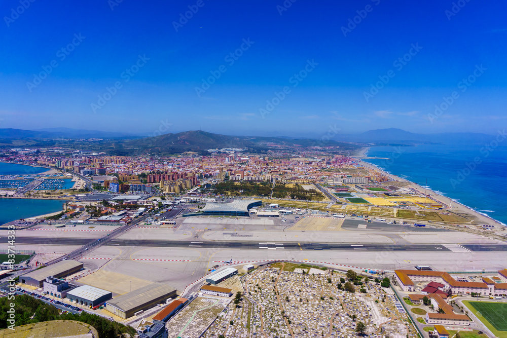 Gibraltar city and airport runway 