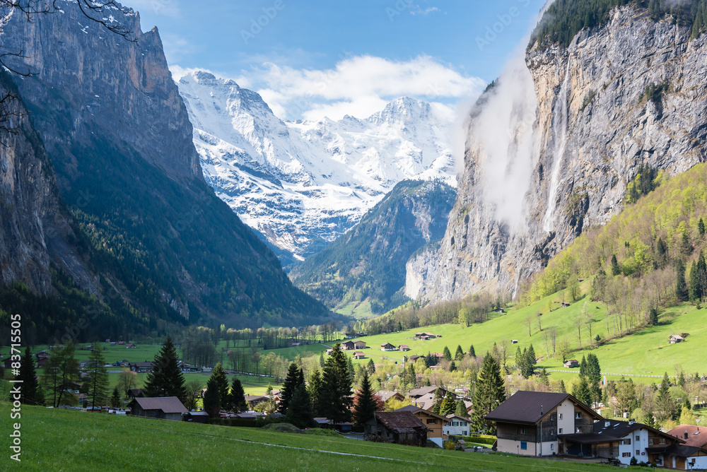 Lauterbrunnen valley in the Bernese Alps, Switzerland.