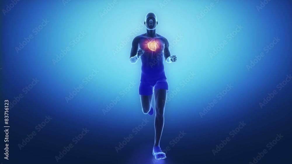 Running man heart scan in slow motion Running man heart scan in slow motion