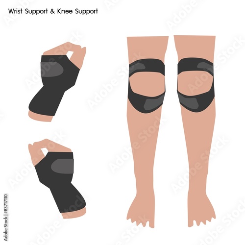 Wrist Support and Knee Support on White Background