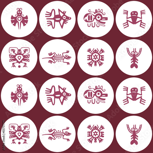 Seamless background with American Indians relics