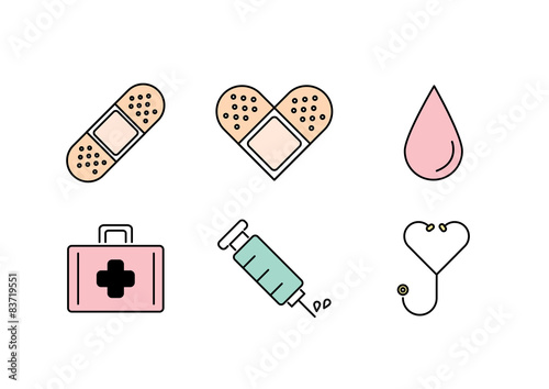 medical healthy pastel icon flat line style vector