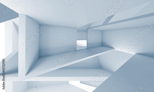 Empty chaotic futuristic interior, 3d illustration