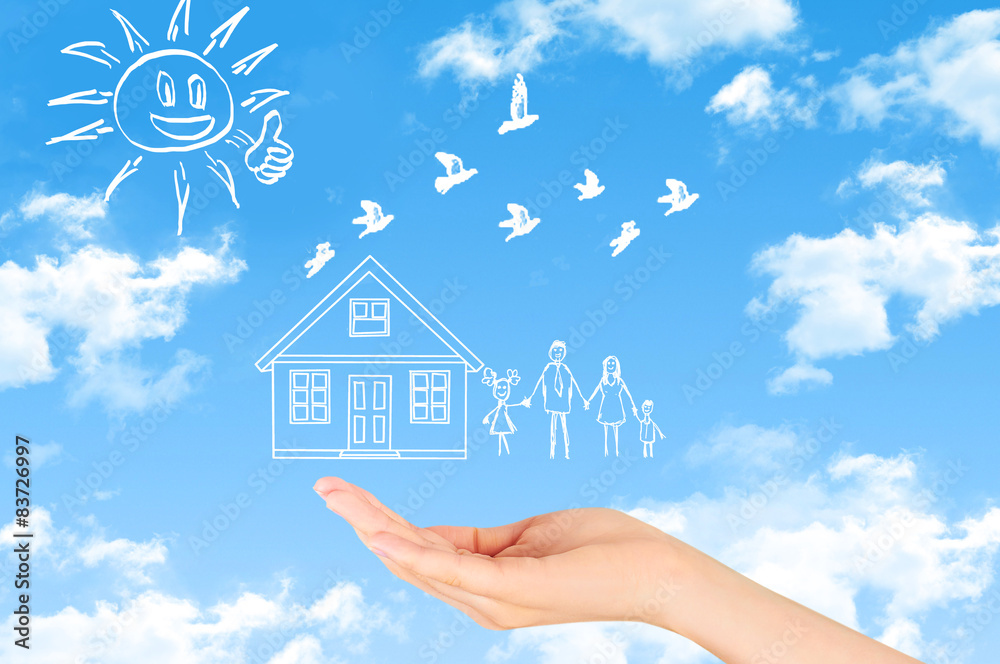 Naklejka premium Family life insurance, protecting family, family concepts. 