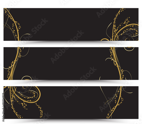 Floral Banners black and golden