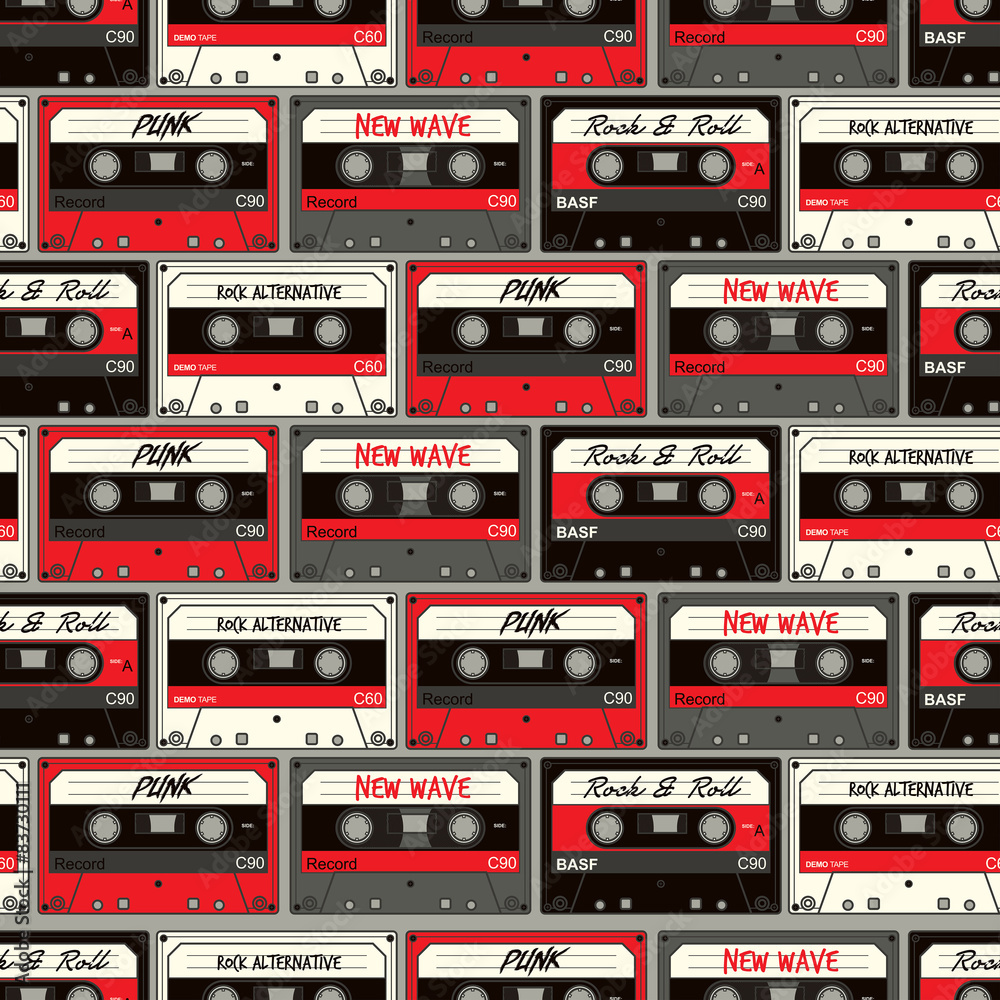 Retro Cassette seamless vector pattern Retro Cassette seamless vector pattern