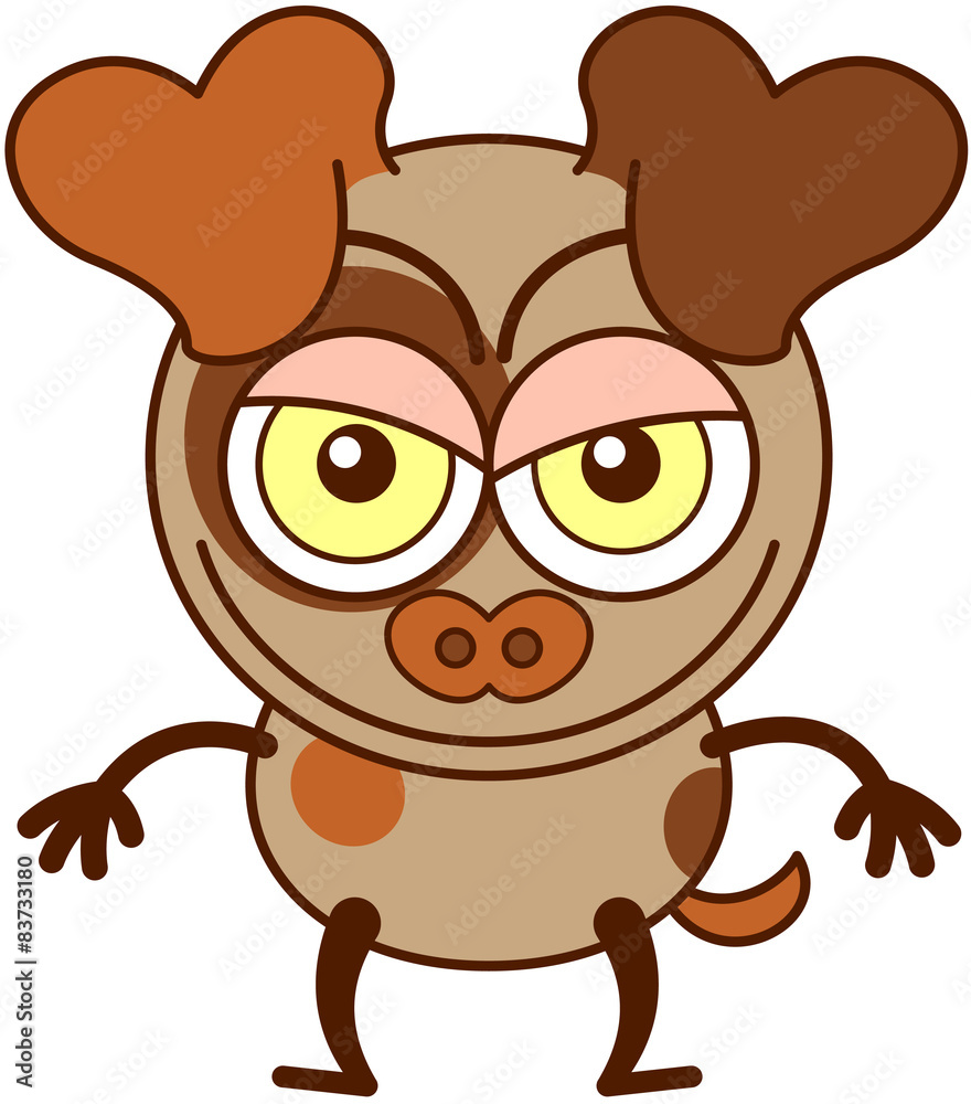 Obraz premium Little brown dog feeling mischievous and planning a prank