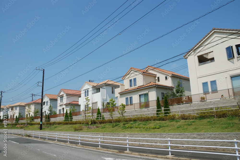 New houses in a residential area in the suburbs of Tokyo, Japan