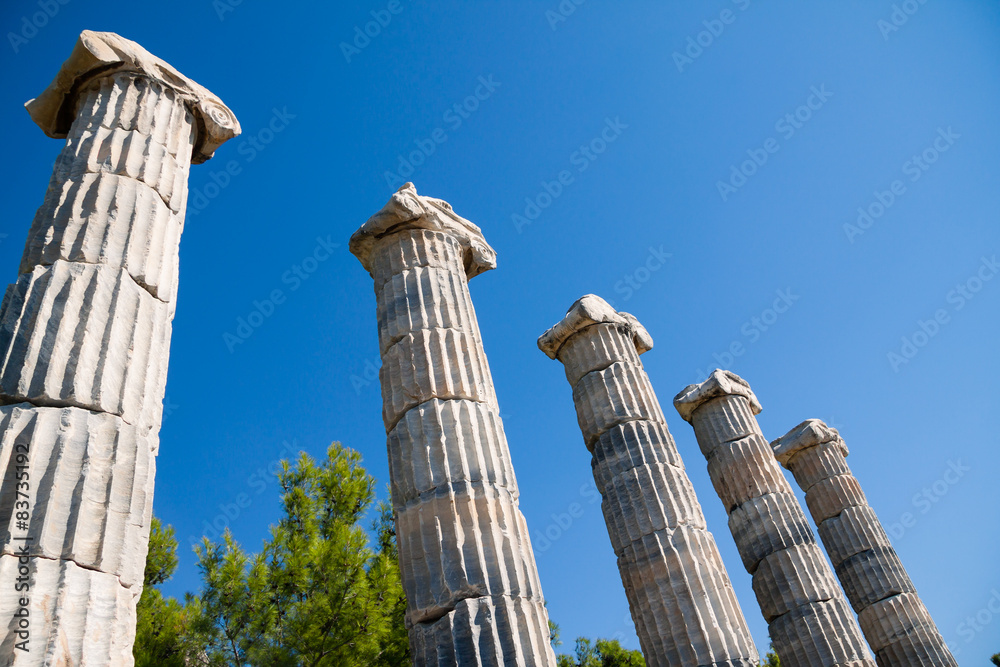 Priene, Ionic columns in Temple of Athena, Turkey Priene, Ionic columns in Temple of Athena, Turkey