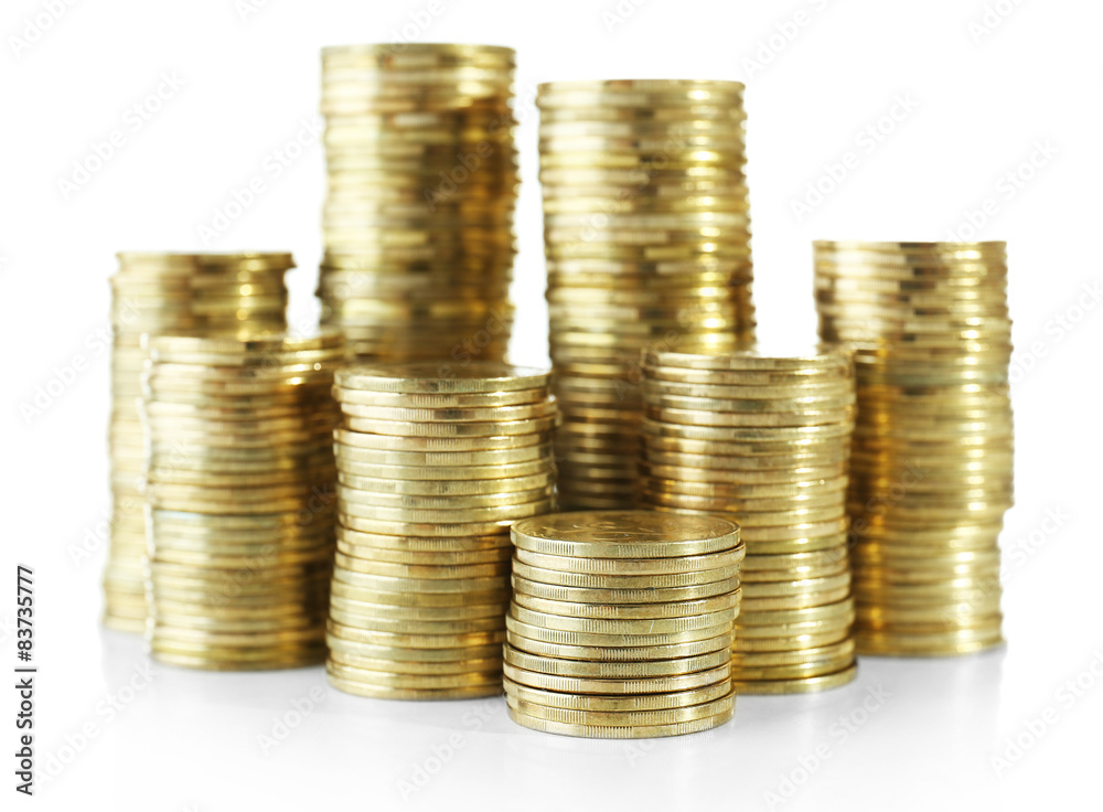 Pile of coins isolated on white Pile of coins isolated on white
