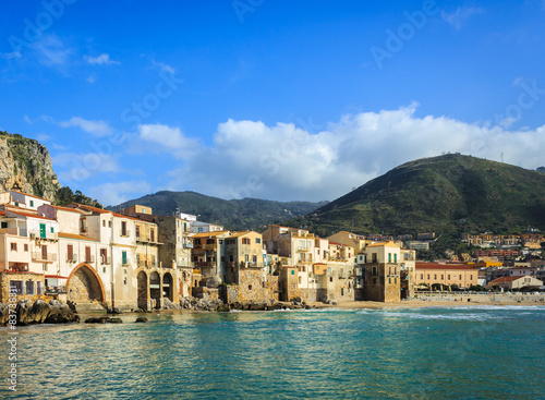 cozy old houses in the port of Cefalu, Sicily.
