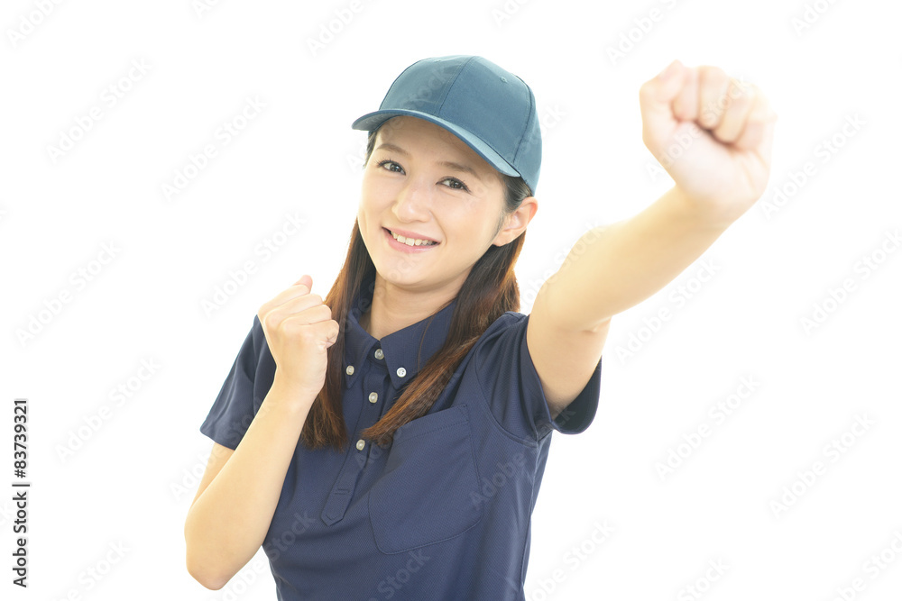 ガッツポーズの女性労働者 ガッツポーズの女性労働者