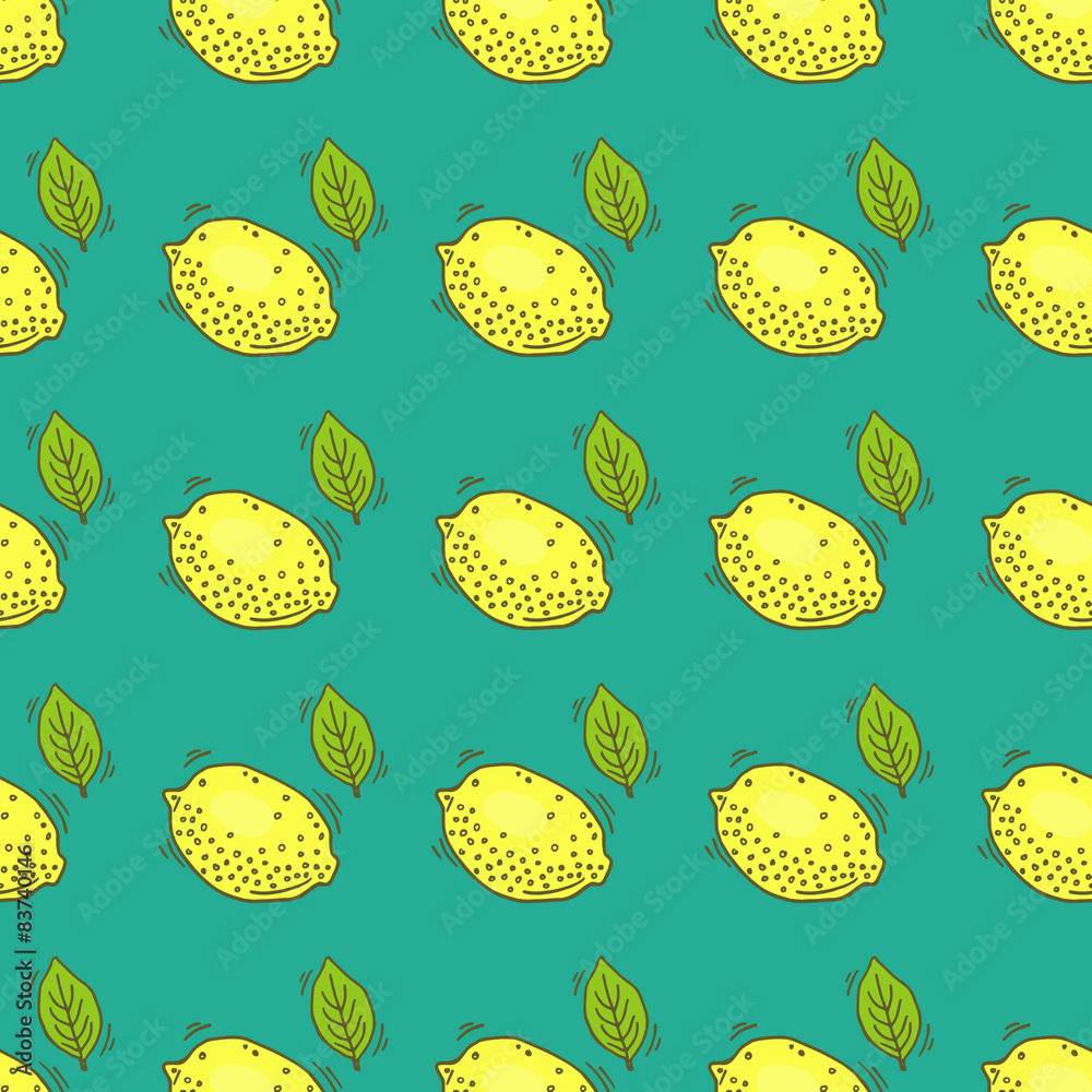 seamless pattern with cartoon hand drawn lemon. seamless pattern with cartoon hand drawn lemon.