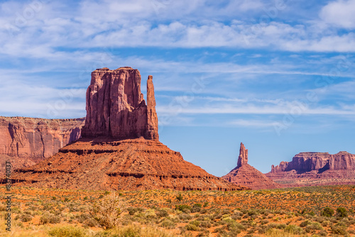 Monument valley under the blue sky