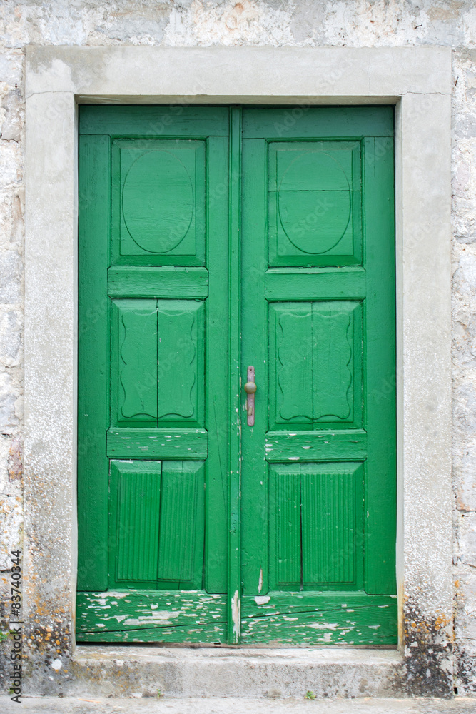 Old green front door