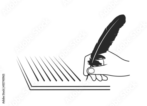 goose quill in a hand an icon