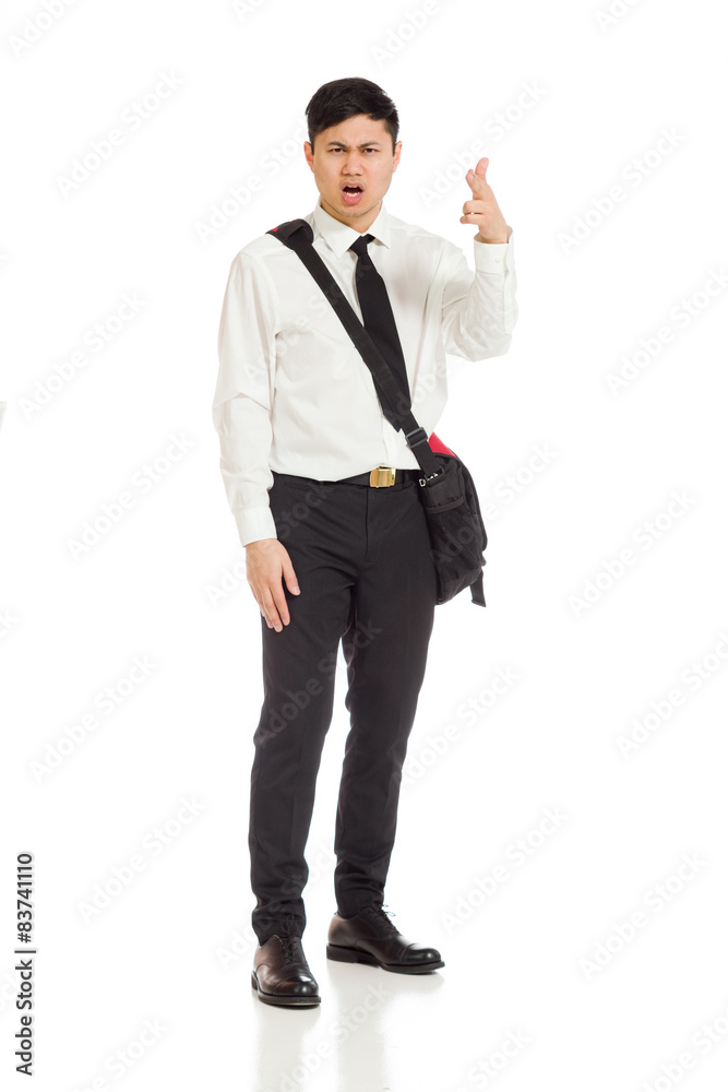 Model angry scolding and pointing Model angry scolding and pointing
