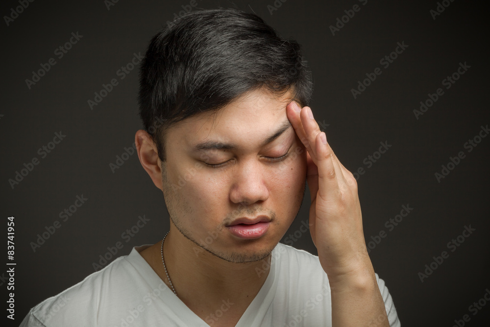 Model isolated with headache