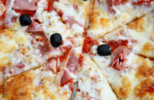 Tasty pizza with cheese and olives