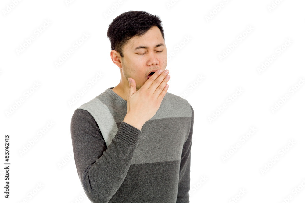 Model tired yawning Model tired yawning