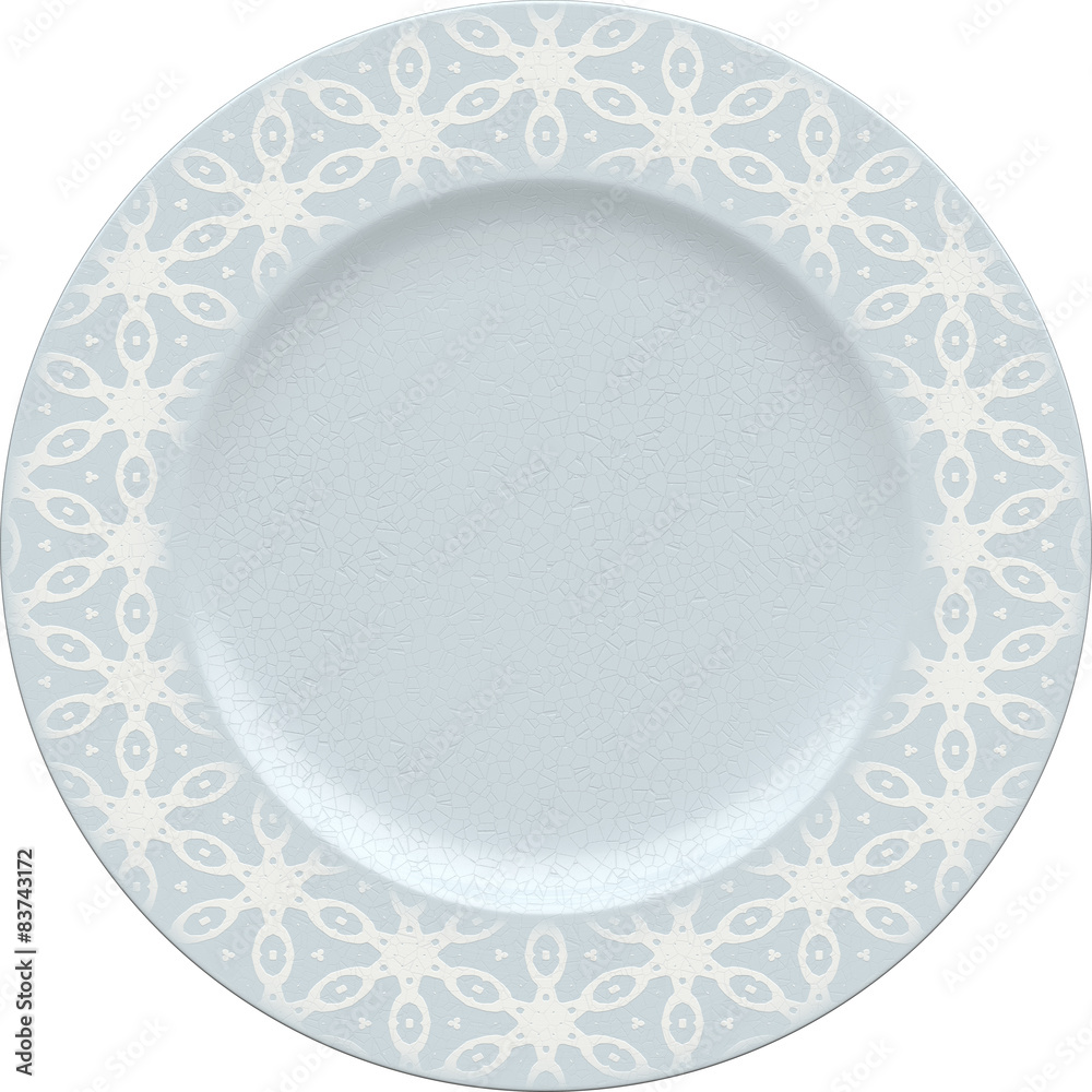 Empty porcelain clay plate with decorative frame Empty porcelain clay plate with decorative frame